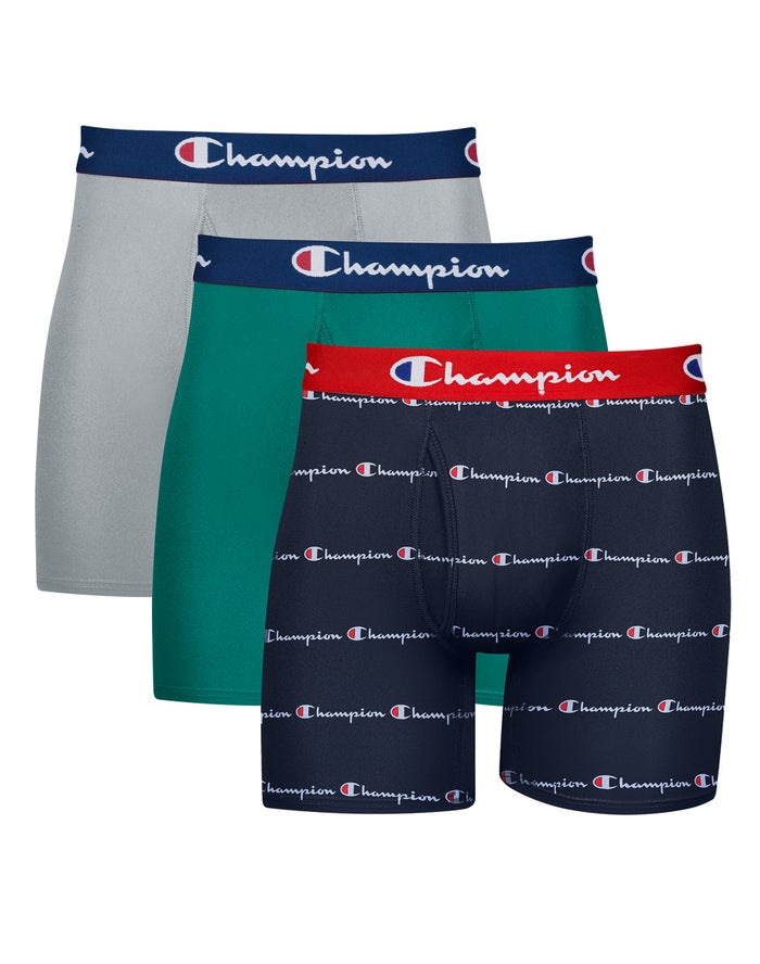 Champion Onderbroek Heren - Grijs/Groen/Donkerblauw - Lightweight & Breathable 3-Pairs ( 168329-ERC